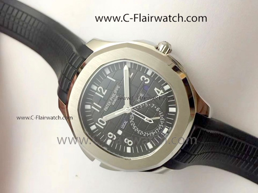 Patek Philippe Aquanaut TRAVEL TIME Copy Watch SS Black Dial